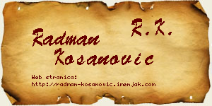 Radman Kosanović vizit kartica